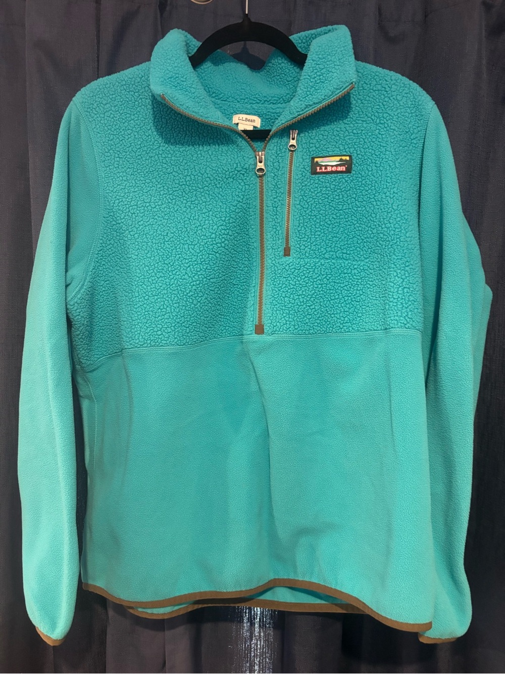 L.L. Bean Turquoise Half-Zip Sherpa Fleece Pullover